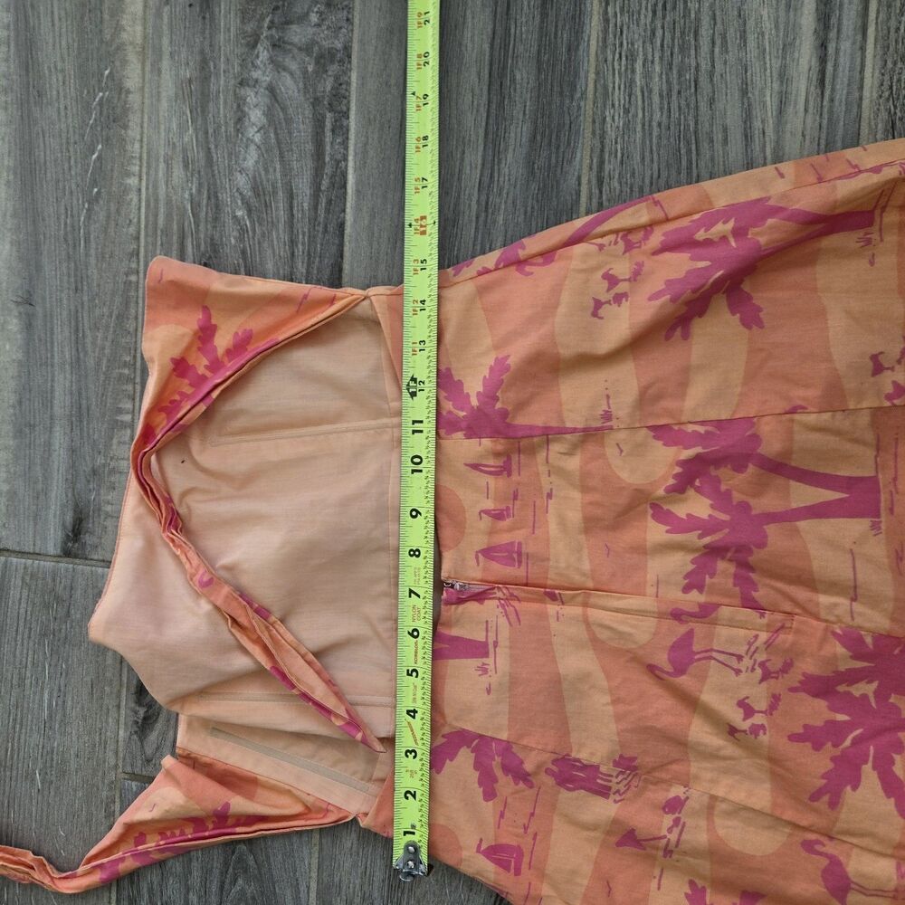 Lilly Pulitzer Vintage Strapless Dress Sz 8 Orange Pink Flamingo Palm Tie Back - Picture 8 of 8